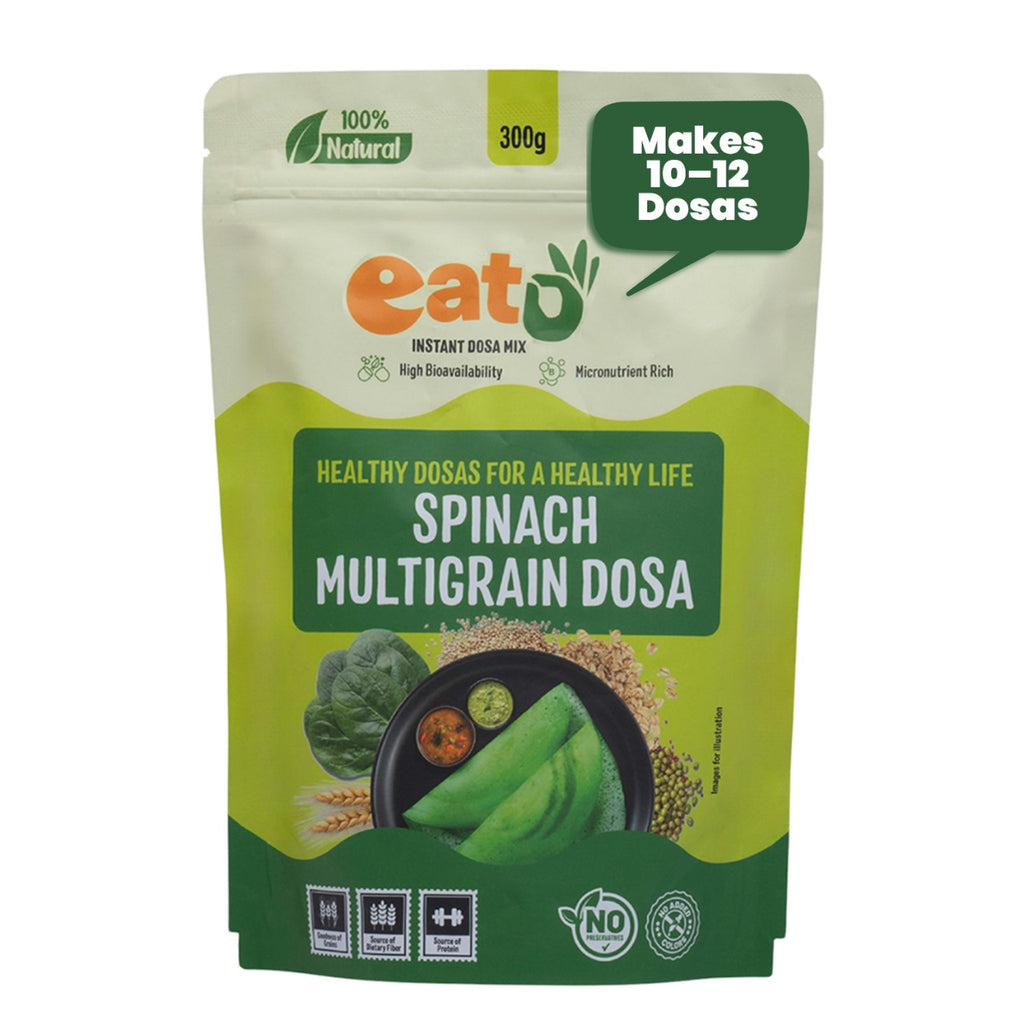 Eat5 Instant Spinach Multigrain Dosa Mix | Healthy, Ready to Cook , Indian Breakfast | 100% Natural | No Preservatives | Makes 10–12 Dosas (300g)