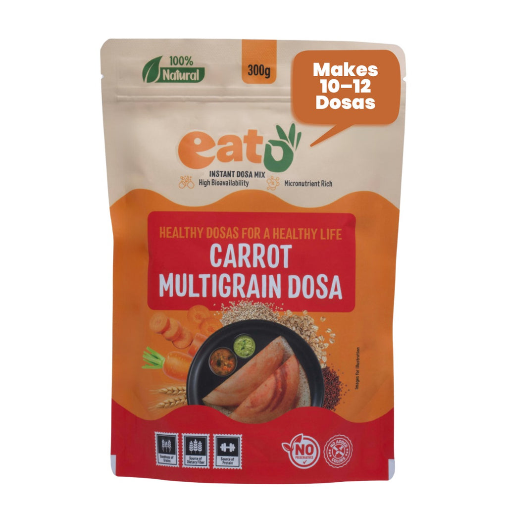 Eat5 Instant Carrot Multigrain Dosa Mix | Healthy, Ready to Cook , Indian Breakfast | 100% Natural, No Preservatives | Makes 10–12 Dosas (300g)