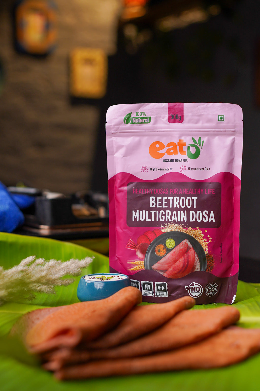 Eat5 Instant Beetroot Multigrain Dosa Mix  | Healthy, Ready to Cook , Indian Breakfast  | 100% Natural | No Preservatives | Makes 10–12 Dosas 300g