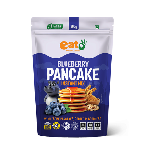 Eat5 Blueberry Pancake Instant Mix 300g | No Maida, No Refined Sugar, Preservative-Free | Rich, Soft & Fluffy Healthy Blueberry Pancakes | High Fiber & Protein-Rich | Quick & Easy Breakfast or Snack