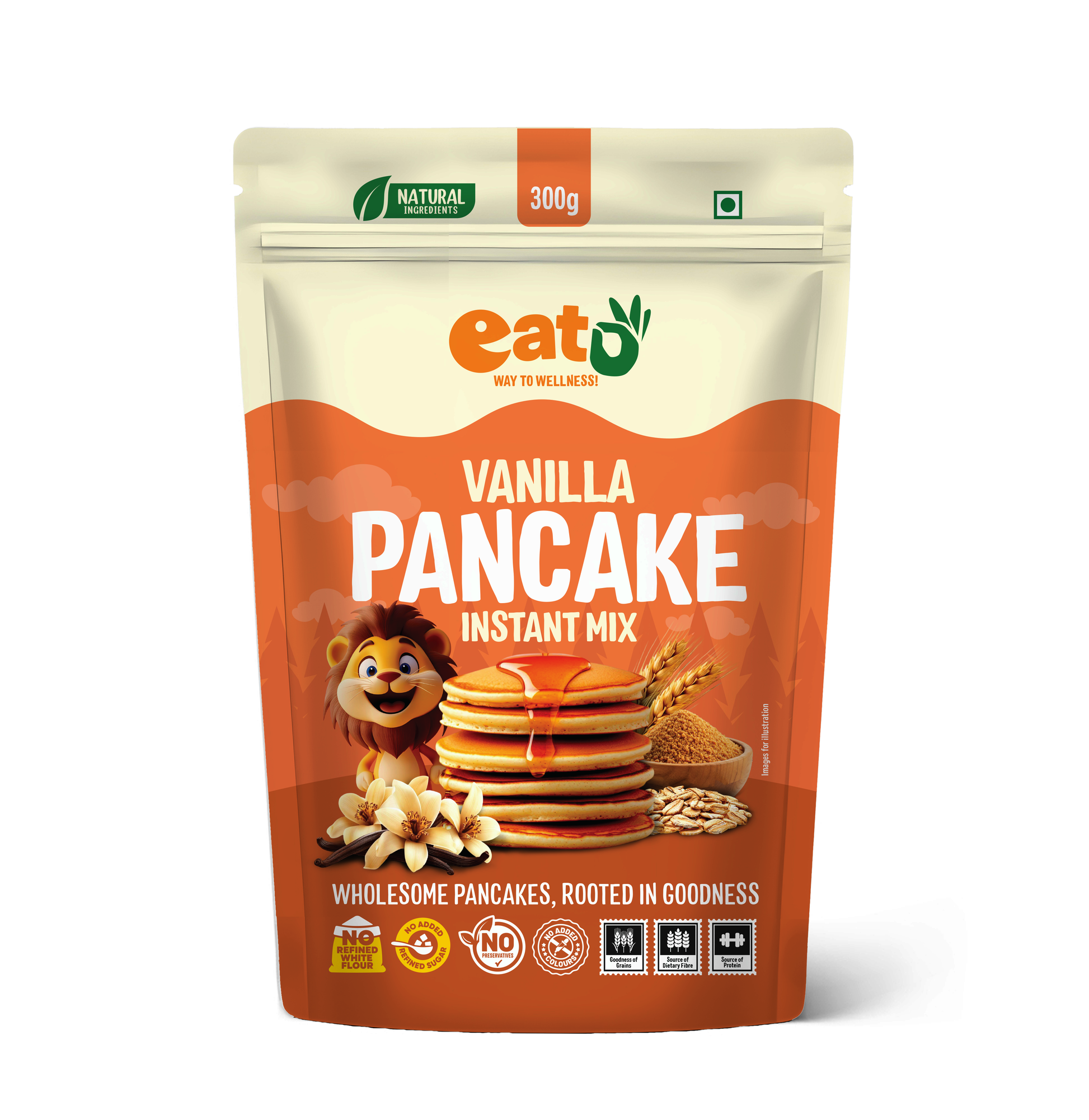 EAT5 Vanilla Pancake Instant Mix 300g | No Maida, No Refined Sugar, Preservative-Free | Wholesome, Nutritious & Fluffy Pancakes | High Fiber, Protein-Rich | Quick & Easy Breakfast or Snack