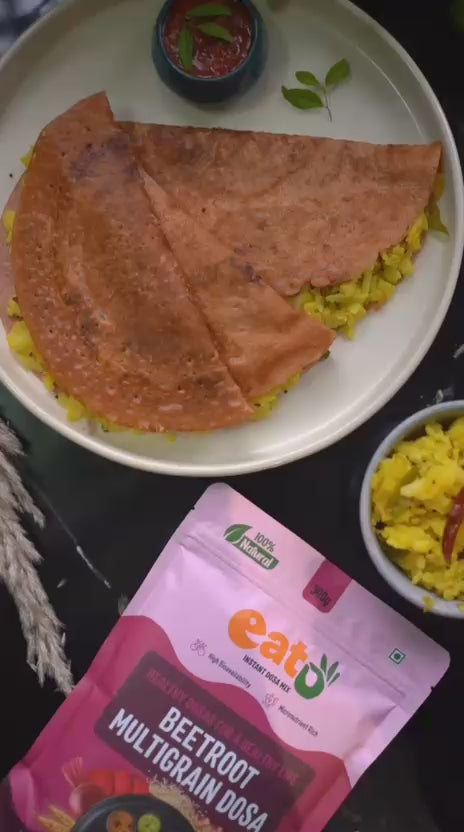 Eat5 Instant Beetroot Multigrain Dosa Mix  | Healthy, Ready to Cook , Indian Breakfast  | 100% Natural | No Preservatives | Makes 10–12 Dosas 300g