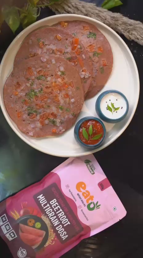 Eat5 Instant Beetroot Multigrain Dosa Mix  | Healthy, Ready to Cook , Indian Breakfast  | 100% Natural | No Preservatives | Makes 10–12 Dosas 300g