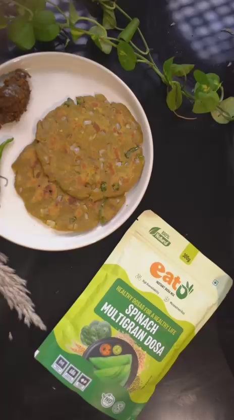 Eat5 Instant Spinach Multigrain Dosa Mix | Healthy, Ready to Cook , Indian Breakfast | 100% Natural | No Preservatives | Makes 10–12 Dosas (300g)